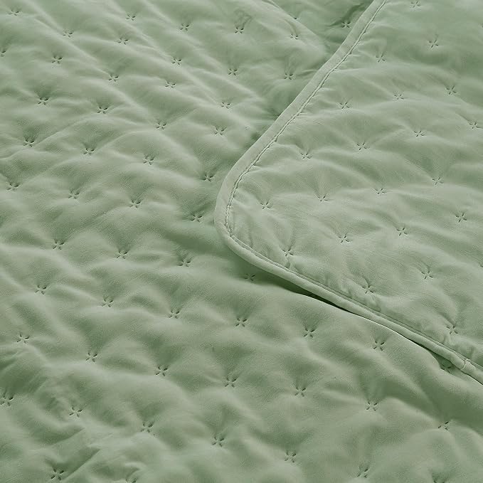 ROARINGWILD Sage Green Twin Size Quilt Bedding Set, Lightweight Soft Bedspread - Image 8