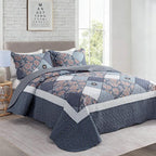 3-Piece King Bedspread Quilt Set Lightweight Coverlet Set Garden Style Floral - Image 2
