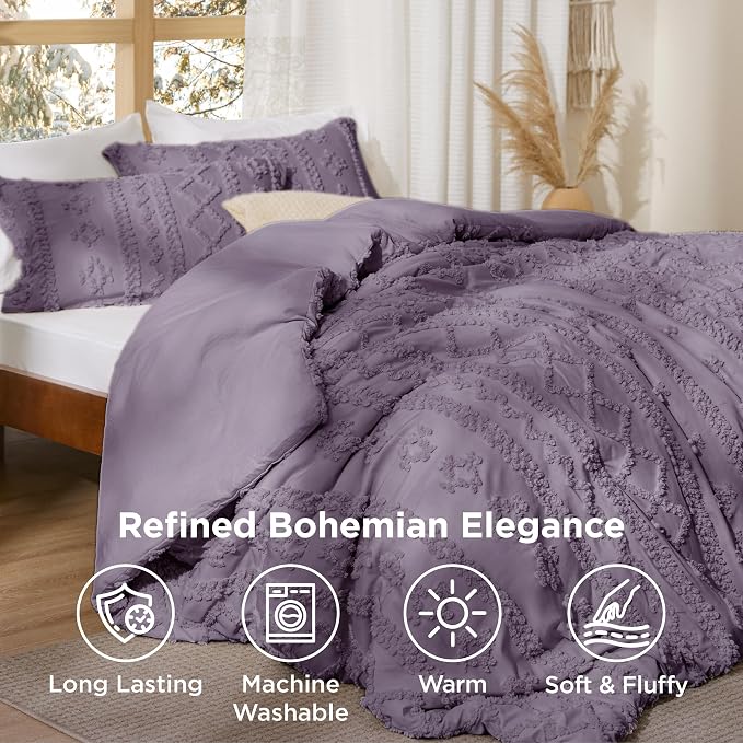 Bedsure Tufted Boho Comforter Set Twin Size - Image 3