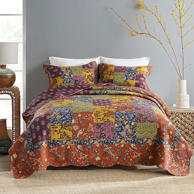 Secgo King Size Comforter Set- 100% Cotton Quilt King Size Set, Sage bedspreads by Secgo