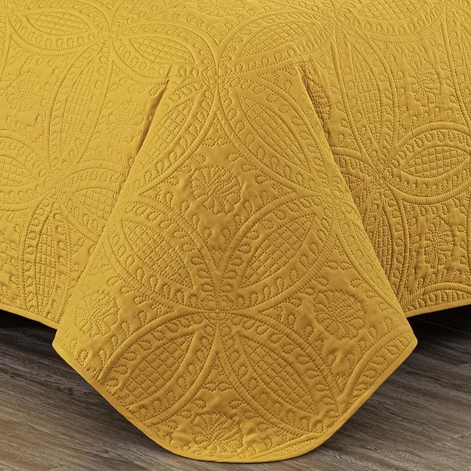 Chezmoi Collection Austin King Bedspread Set 3-Piece Pinsonic Quilted Oversized - Image 8