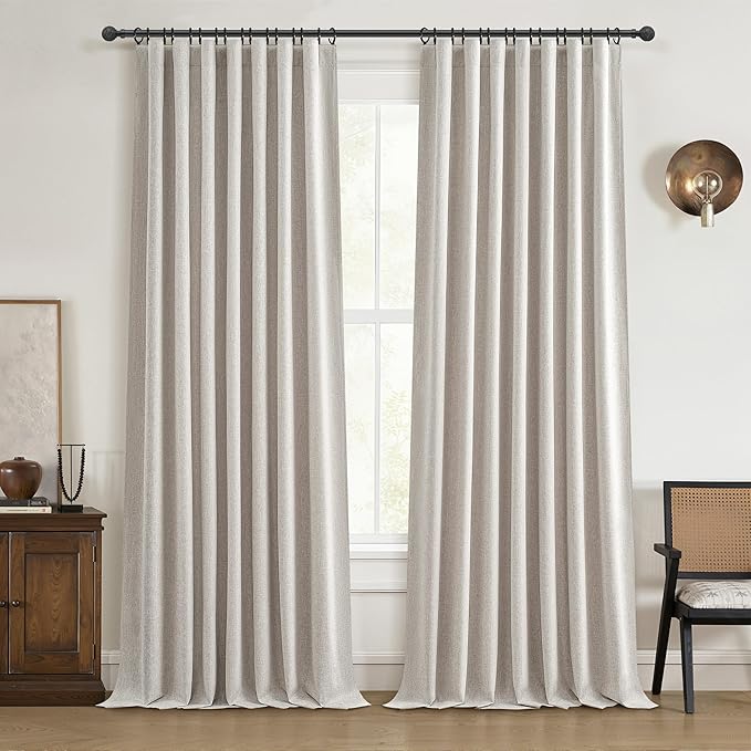112 Inch Curtains 2 Panel Set Modern Decorative Dark Out Pleated Curtain by QJMYDECO