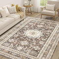 cotiled 5x7 Area Rug for Living Room, Traditional, Dark Brown | Soft Distressed by COTILED