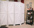 Premium Home 4-Panel Room Divider – Rustic White Barn Door, K Pattern Folding - Image 5