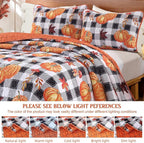 Anibedding Fall Patchwork Quilt Queen Size, Soft Pumpkins Maple Leaves Themed - Image 8