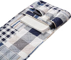 Brilliant Sunshine Blue Plaids & Stripes Couch Armrest Cover, Armrest Organizer - Image 4