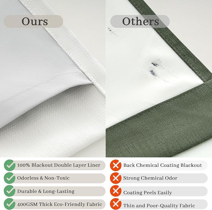 Natural Linen Blackout 104 Inch Extra Long Curtains - Image 5
