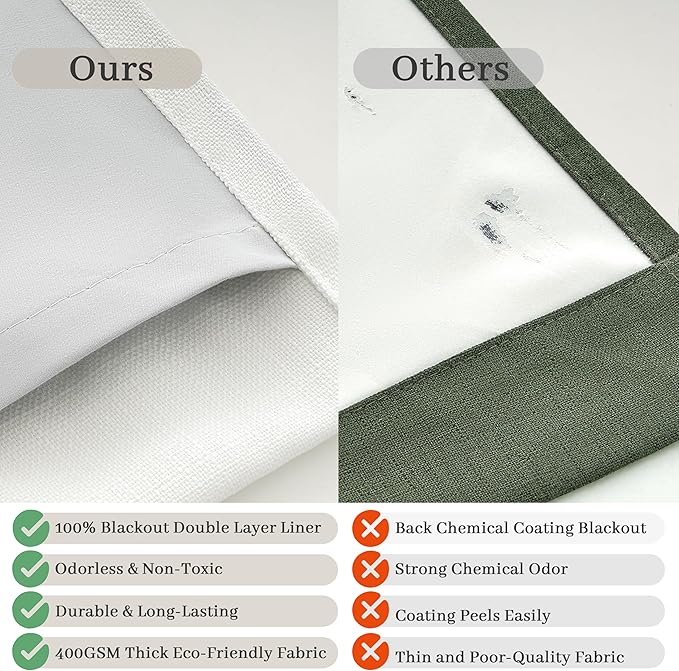 Pleat Viral Linen 90 Inch Blackout Curtains - Image 6