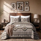 akkialla Reversible Brown Boho King/Cal King Quilt Set, 2-Piece Bohemian Aztec by akkialla