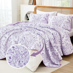 WONGS BEDDING Botanical Quilt King Size, 3 Pieces Bedspread Set, Polyester - Image 2