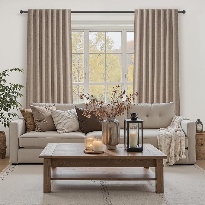 Dark Flax Black Out 108 Inch Long Boho Curtains 2 Panel Set, Farmhouse Curtain - Image 6