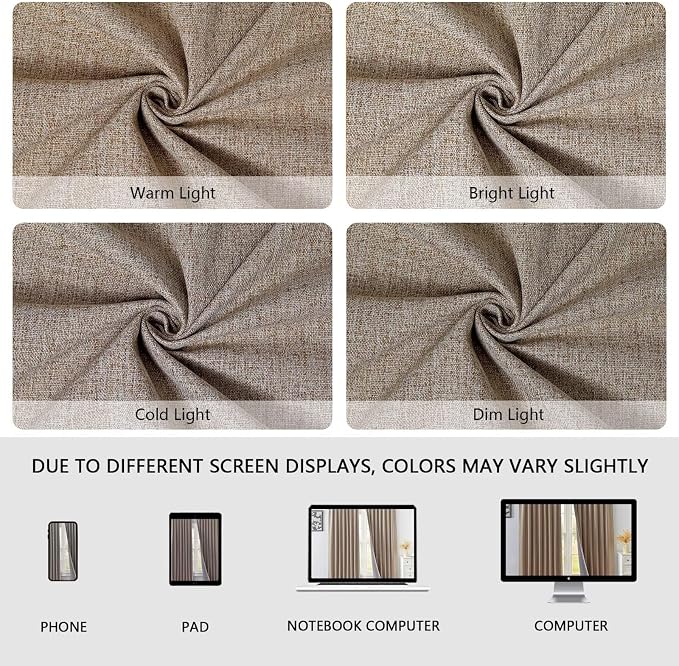 100% Blackout Curtains 96 inch Length1 Panel Faux Linen Long Drapes - Image 8
