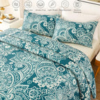 Whale Flotilla Patchwork Quilt King Size, Extra Soft Boho Paisley Bedspread | - Image 3
