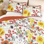 Yiran Fall Floral Quilt Set King Size, Microfiber Coverlet - Image 3