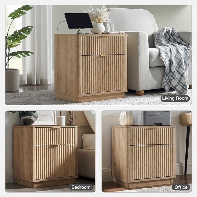 T4TREAM 23'' Fluted Nightstand Set of 2 - Image 7