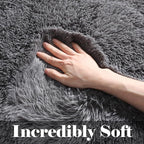 2x6 Grey Runner Rugs for Bedroom Living Room, Fluffy Bedside Hallway Throw Area - Image 2