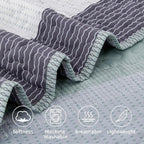 Queen Quilt Bedding Set Sage Green, 3 Pieces Striped Bedspreads | Patchwork - Image 5