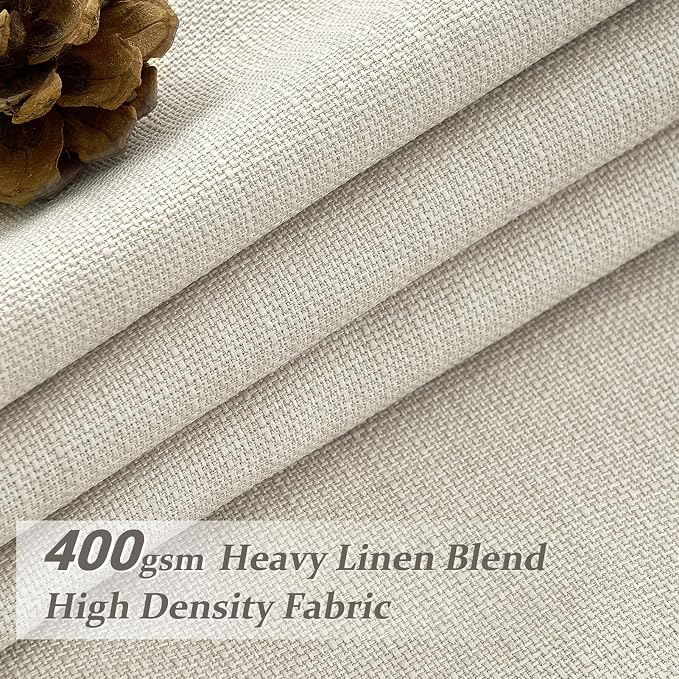 Extra Long 112 Inch Long Natural Linen Blackout Tall Curtains - Image 3