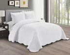 Linen Plus Embossed Coverlet Bedspread Set Oversized Solid White Full/Queen Bed by Linen+Plus