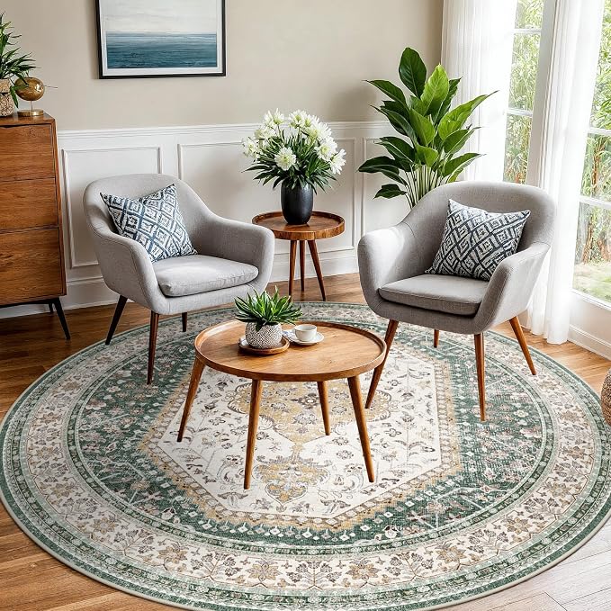 6x6 Round Washable Area Rug - Image 7