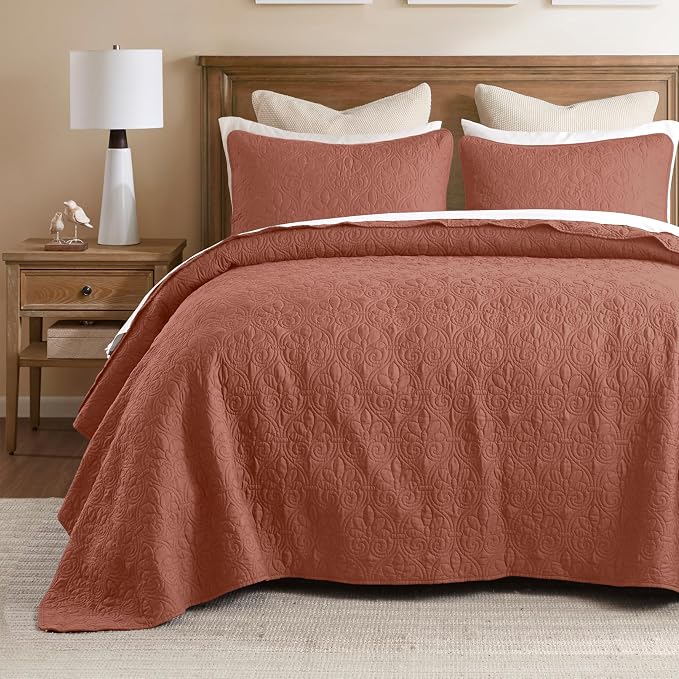 Madison Park King Quilt Bedding Set, Cottage-Inspired Damask, Classic Stitch by MADISONPARK