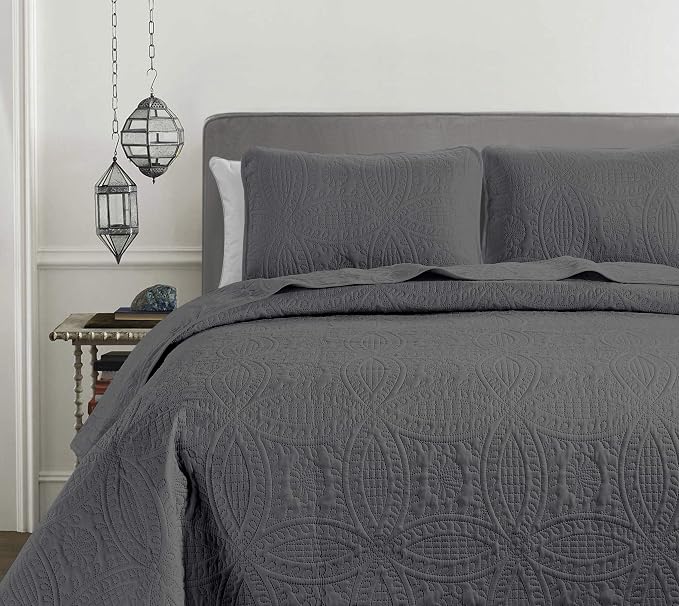 Chezmoi Collection Austin 3-Piece Oversized Bedspread Coverlet Set - Image 2