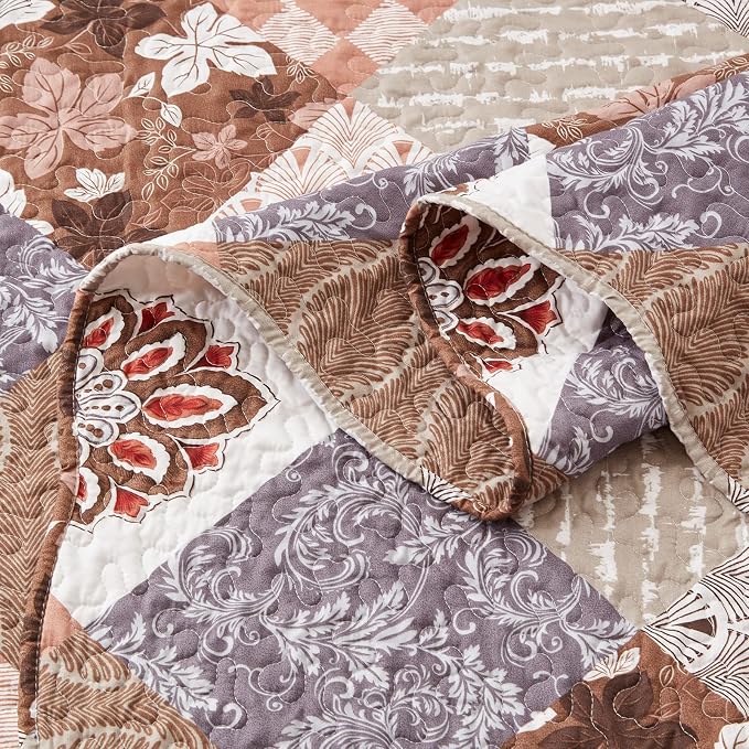 Full/Queen Size Quilt Set 3 Pieces Lightweight Reversible Bedspread-90''x98'' - Image 6