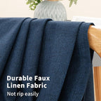 YoungsTex Navy Blue Linen Blackout Curtains 45 Inch Length - Image 5