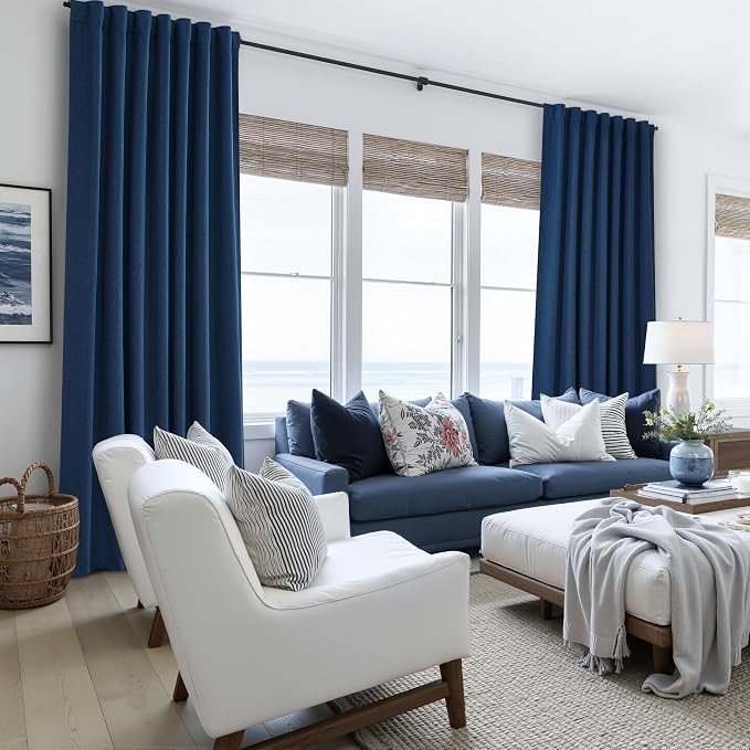 Navy Blue Blackout Curtains 90 Inch Length - Image 6