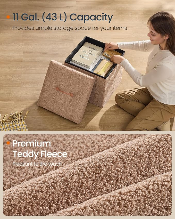 SONGMICS Small Folding Storage Ottoman, Foot Rest Stool, Ottoman - Image 5