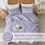 akkialla Full/Queen Size Quilt Bedding Set, Lavender Lightweight Microfiber - Image 5