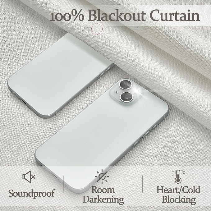 Natural Linen Extra Wide Blackout 70 x 96 Inch Curtains 2 Panels - Image 3