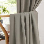 Taupe Blackout Curtains 108 Inches Long 2 Panels Back Tab Pocket Hook Belt - Image 5