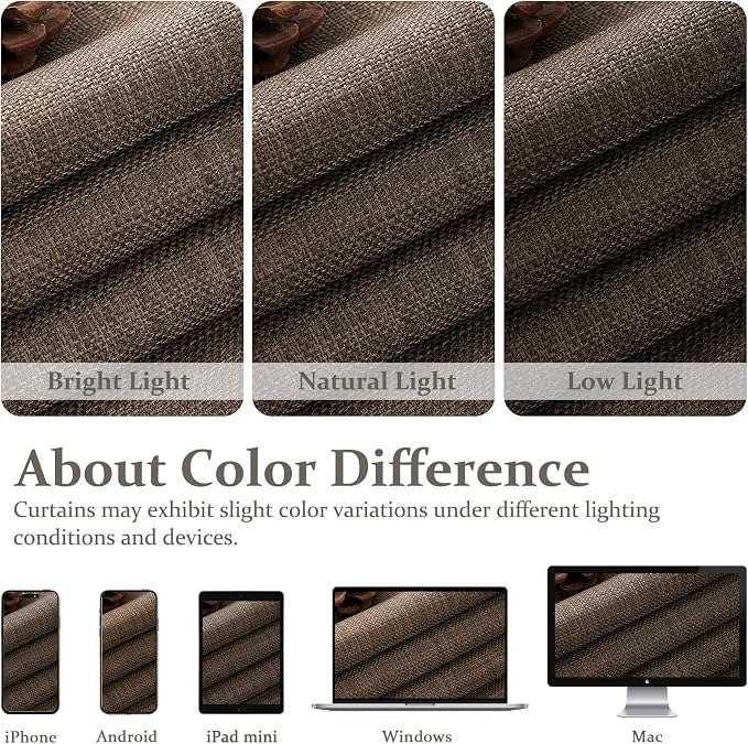 Dark Brown 108 Inch Extra Long Floor to Length Curtains 2 Panels - Image 10