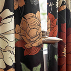 jinchan Black Boho Floral Blackout Curtains W100xL96 Grommet 1 Panel | Room - Image 9