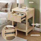 Night Stand Set 1, Fluted Wood Bedside Table w/Socket Station - Image 6