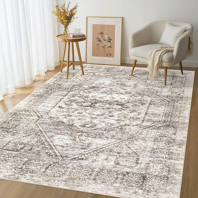 cotiled 5x7 Area Rug for Living Room, Traditional, Distressed Brown - Image 9