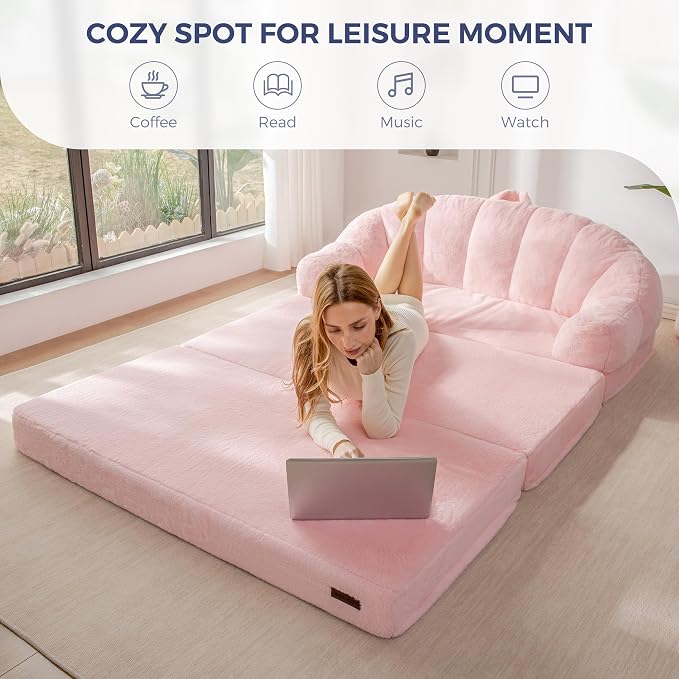 MAXYOYO Folding Sofa Bed, 2 in 1 Convertible Sofa to Lounger | Comfy Loveseat - Image 9