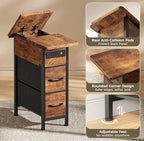 Huuger Narrow End Table with Charging Station, Side Table with 2 Drawers | Slim - Image 9