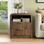Decofy Fluted Nightstand with Charging Station, 19.7'' Wide Morden End Table - Image 5