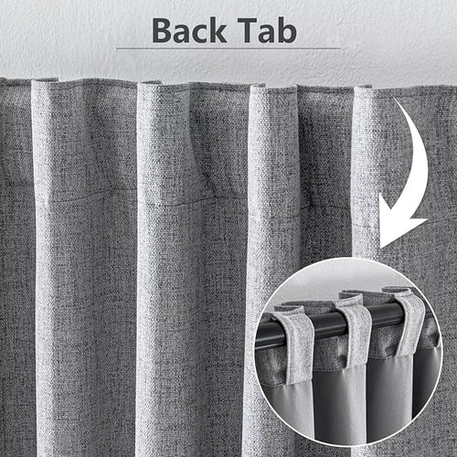 100% Blackout Curtains 90 inch Length 1 Panel Faux Linen Long Drapes - Image 2