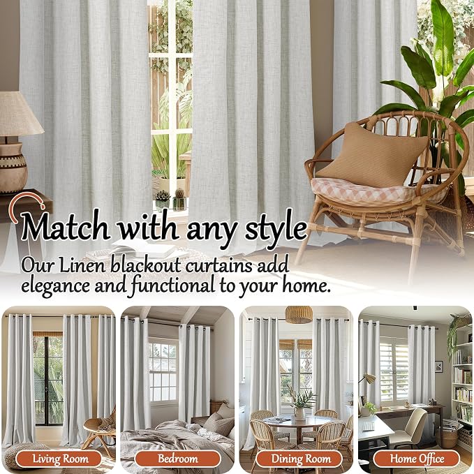 Linen Blackout Curtains 63 Inches - Image 7