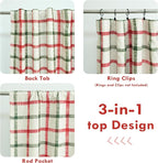 DriftAway 100% Blackout Plaid Curtains 96 Inches Long 2 Panels Red Green | 100% - Image 4