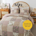 SLPR - Secret Garden Pink Patchwork Cotton Quilt Set, King - Image 7
