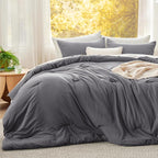 Bedsure Super King Comforter Set, Dark Grey Soft Prewashed Bedding - Image 2