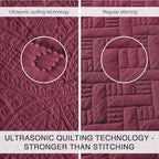Love's cabin King Size Quilt Bedding Set Burgundy Bedspreads - Image 3