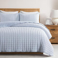 WDCOZY Blue Cloud Quilt Set King Size, Lightweight Soft Cross Stitch Bedspread by WDCOZY