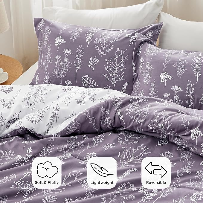 Bedsure Grayish Purple Full Comforter Set - Image 3