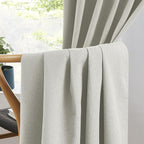 Greyish Beige Blackout Linen Curtains 45 Inches Long, Completely Blackout - Image 5