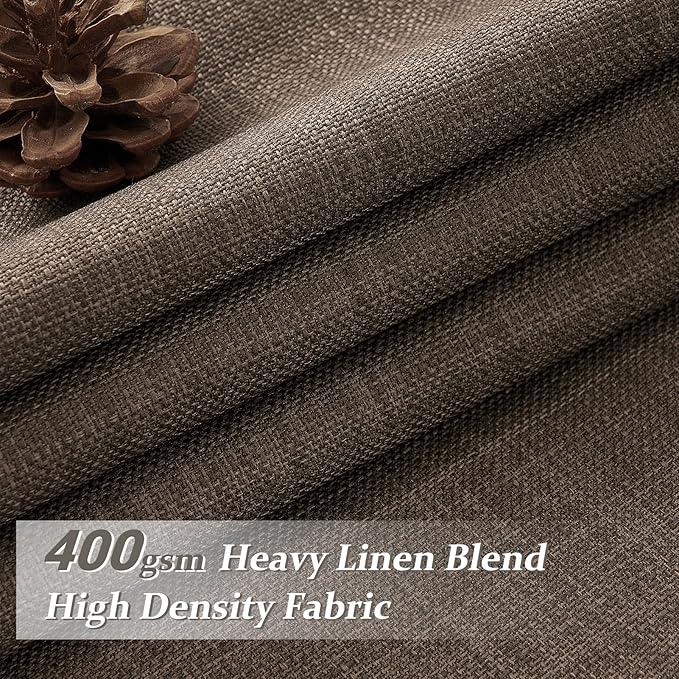 Blackout Dark Brown Bedroom Curtains 84 Inches Long 2 Panels Set, Memory - Image 2